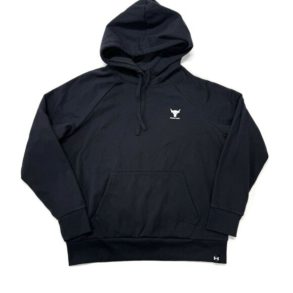 Under‎ Armour Project Rock Rival Fleece Hoodie Womens Medium Black Pullover - Picture 1 of 7